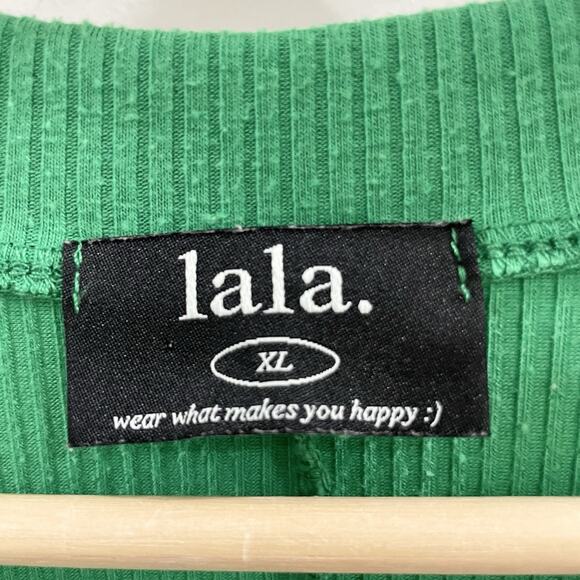 Lala. Bright Green Ribbed Casual Comfortable T-shirt Dress Size XL K-4531 - Picture 3 of 4